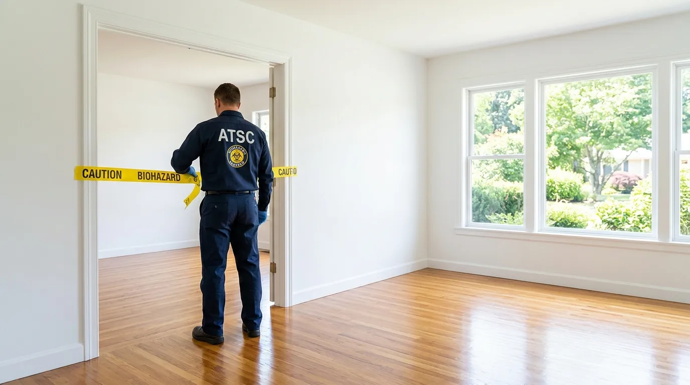 Certified biohazard cleanup crew performing Decomposition Cleanup in Canton
